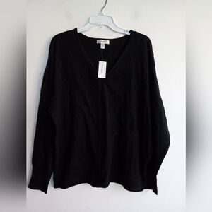 NWT Dressbarn Women Black V-Neck Wool Blend Pullover Sweater size 3X